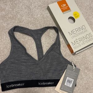 Icebreaker Women’s Merino Wool Sprite Racerback Bra in Heather Grey, Size Medium